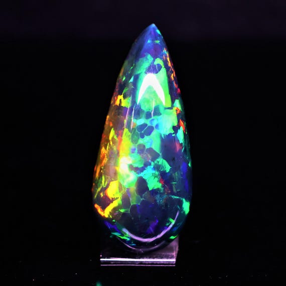 Natural Black Opal Rainbow Fire, 32.95 .Carat 37x16x12 MM, Black Large Natural Opal Ethiopian Natural Gemstone, Gift For Her.