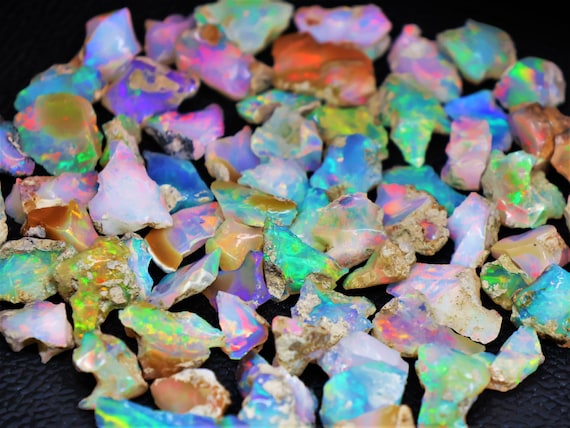 Natural Ethiopian Opal Rough Lot, Raw Fire Opal Parcel, Genuine Opal Specimen for Jewelry Making, Gemstone Collector Gift, Wholesale Rough.