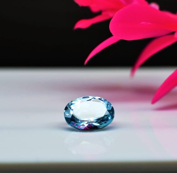 1.25 Ct Natural Blue Aquamarine Loose Gemstone | 8x6 mm Oval Cut Faceted Aquamarine | March Birthstone for Jewelry.