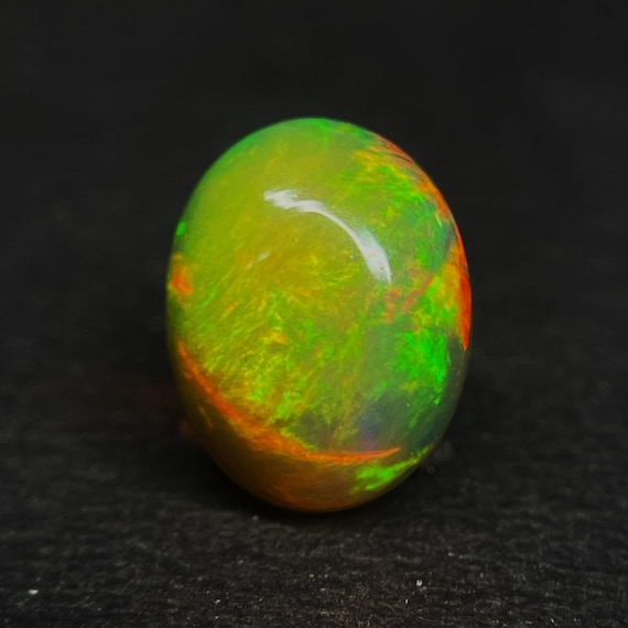 Natural Fire White Ethiopian Opal Cabochon Multi Fire Opal, Oval Shape 11x8x4 MM, 2.00 Carat, Jewelry Making Loose Gemstone,