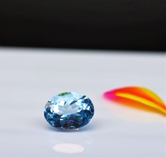 1.45 Ct Natural Blue Aquamarine Loose Gemstone | 8x6 mm Oval Cut Faceted Aquamarine | March Birthstone for Jewelry.
