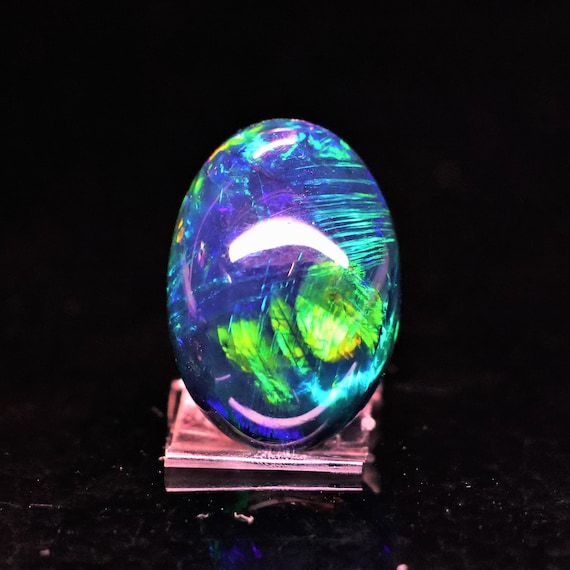 Natural Black Ethiopian Opal Cabochon, Oval Shape, 14.60 Carat, Jewelry Making Loose Gemstone