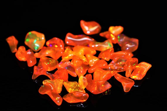 Natural Orange Fire Opal Polished Rough Tumbled Stones, Fiery Orange Freeform Opal Parcel, Loose Gemstones for Wire Wrapping Jewelry.