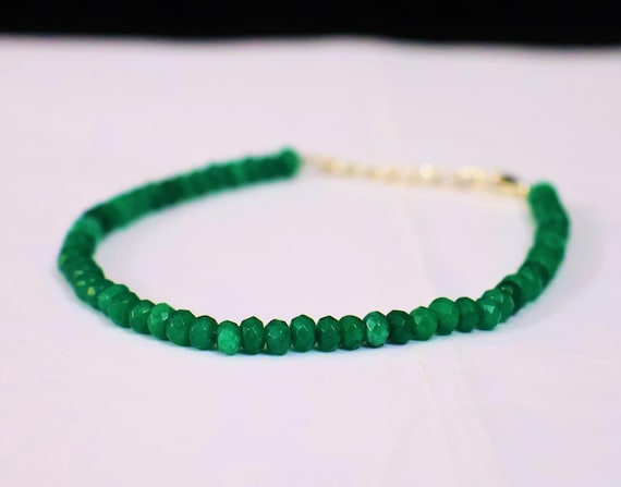 Minimalist Green Emerald bracelet, Emerald bracelet, Handmade jewellery, AAA beaded bracelet, quality Emerald  bracelet gift for her.