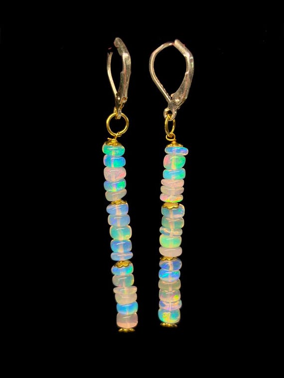 Vintage fire opal Earrings, AAA Ethiopian opal , 925 Sterling Silver earrings, Cluster earrings for her, Women earrings, Gift for her.