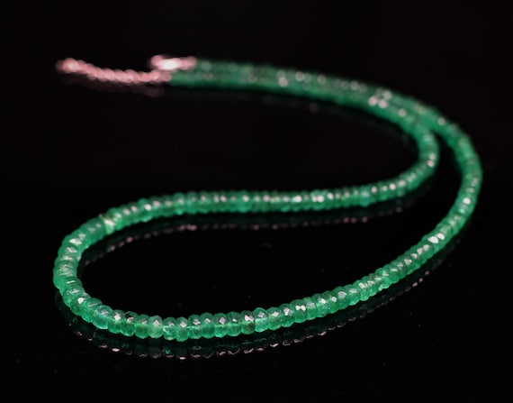 AAA Emerald Beaded Necklace, 925 Sterling Silver, Gold Filled, Minimalist Gemstone Jewelry