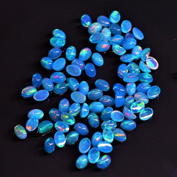 Natural Paraiba Rainbow Fire Opal Lot, Paraiba Color 6x4 MM Size Natural Opal Ethiopian Natural Gemstone, Gift For Her.