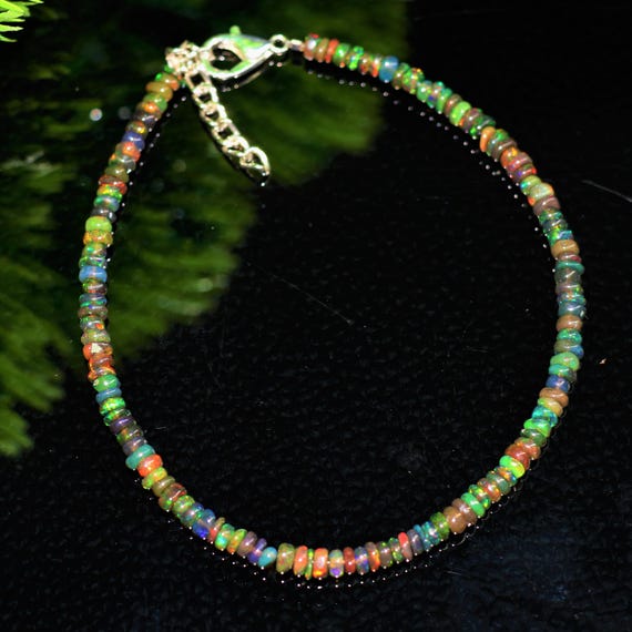 Minimalist Natural Black Ethiopian Opal Beaded Bracelet , AAA Ethiopian Opal Gemstone, Beaded Bracelet Gift For Her,