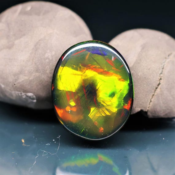 Natural Black Opal Rainbow Fire, 14.85 Carat 20x17x7 MM, Black Large Natural Opal Ethiopian Natural Gemstone, Gift For Her.