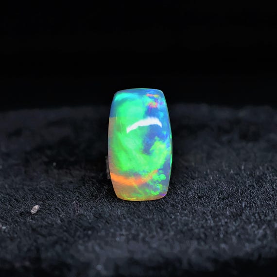 Natural White Ethiopian Opal Cabochon Multi Fire Opal, Cushion Shape 12x7x4 MM, 2.50 Carat Weight, Jewelry Making Loose Gemstone,
