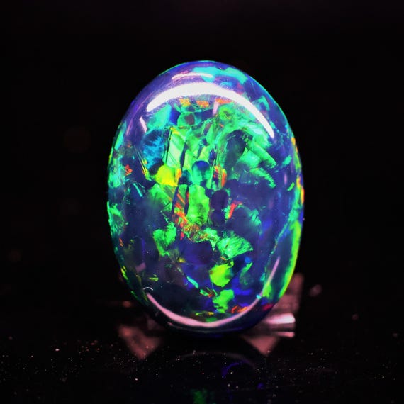 Natural Black Opal Rainbow Fire, 19.35 Carat 22x16x12 MM, Black Large Natural Opal Ethiopian Natural Gemstone, Gift For Her.