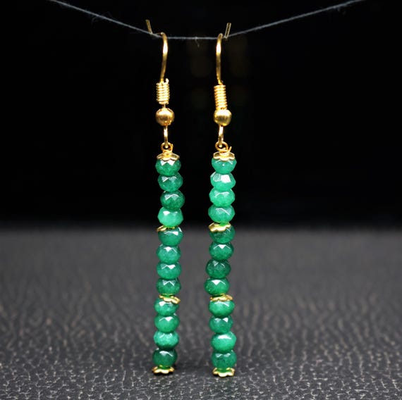 Faceted Emerald Beaded cluster earrings for women, 925 Sterling silver earrings, AAA Emerald earrings, Handmade earrings, Gift for her.