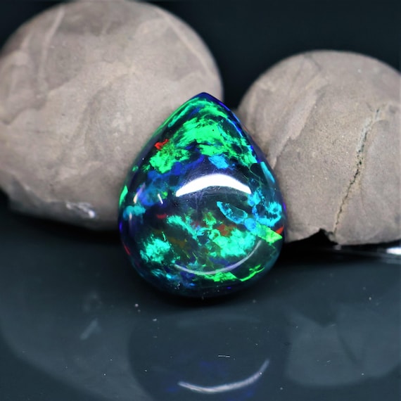 Natural Black Opal Rainbow Fire, 13.30 Carat 20X16X9 MM, Black Large Natural Opal Ethiopian Natural Gemstone, Gift For Her.