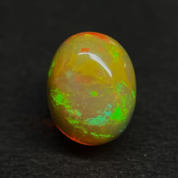 Natural White Ethiopian Opal Cabochon Multi Fire Opal, Oval Shape 10x8x5 MM, 2.15 Carat Weight, Jewelry Making Loose Gemstone,