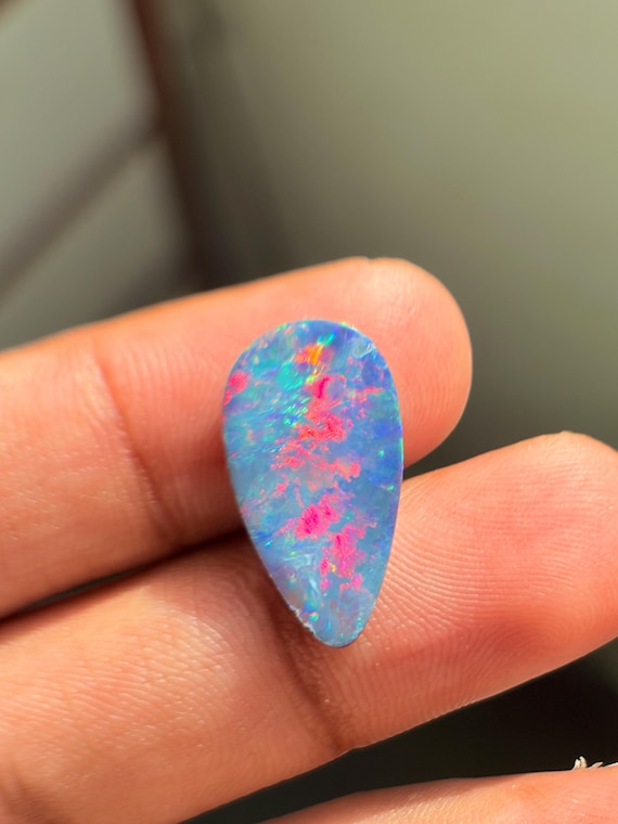AAA Grade Australian Crystal Opal Cabochon, 5.30 Carat Natural White Opal Loose Stone, Fancy Flat Back Cab for Metalsmithing Jewelry