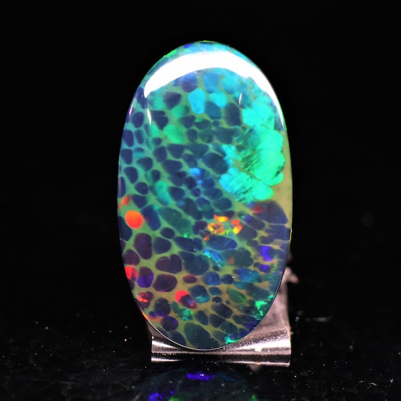 Vintage Honey Comb Fire Black Opal Rainbow Fire, 18.75 Carat 26x15x9 MM, Black Large Natural Opal Ethiopian Natural Gemstone, Gift For Her.