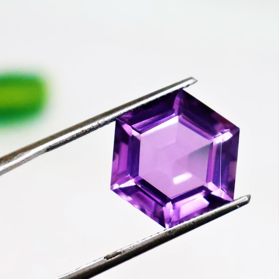 Amethyst Gemstone, Hexagon Cut Stone, Loose Gemstone, Purple Amethyst, 9.00 Carat Amethyst, Geometric Gem Jewelry Making Stone, 13x9 MM.