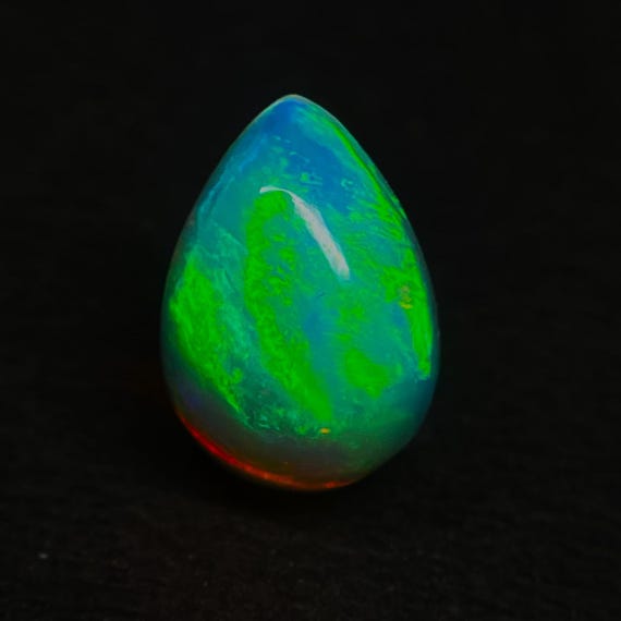 Natural White Ethiopian Opal Cabochon Multi Fire Opal, Pear Shape 12x8x5 MM, 2.35 Carat,  Jewelry Making Loose Gemstone,
