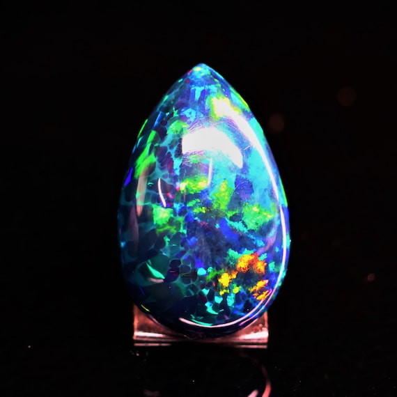 Natural Black Opal Rainbow Fire, 13.00 Carat 24x15x8 MM, Black Large Natural Opal Ethiopian Natural Gemstone, Gift For Her.