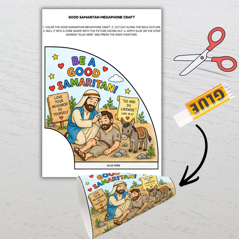 Good Samaritan Megaphone Craft, Printable Bible Story Activity for Kids ...