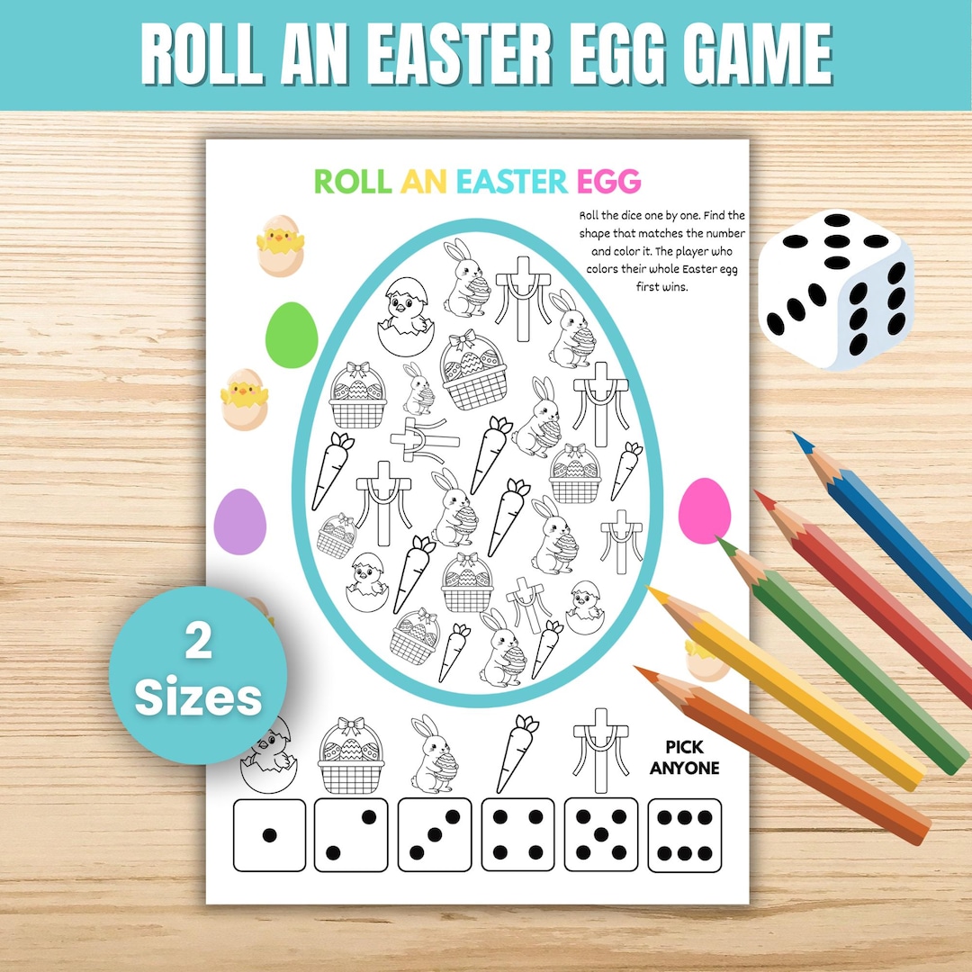 Easter Roll an Egg Game Printable, Easter Dice Game for Kids, Easter ...