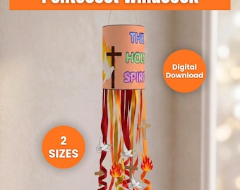 Pentecost Windsock Craft for Kids, Holy Spirit Dove Printable, Christian Sunday School Activity, Bible Craft Template, Church Decor