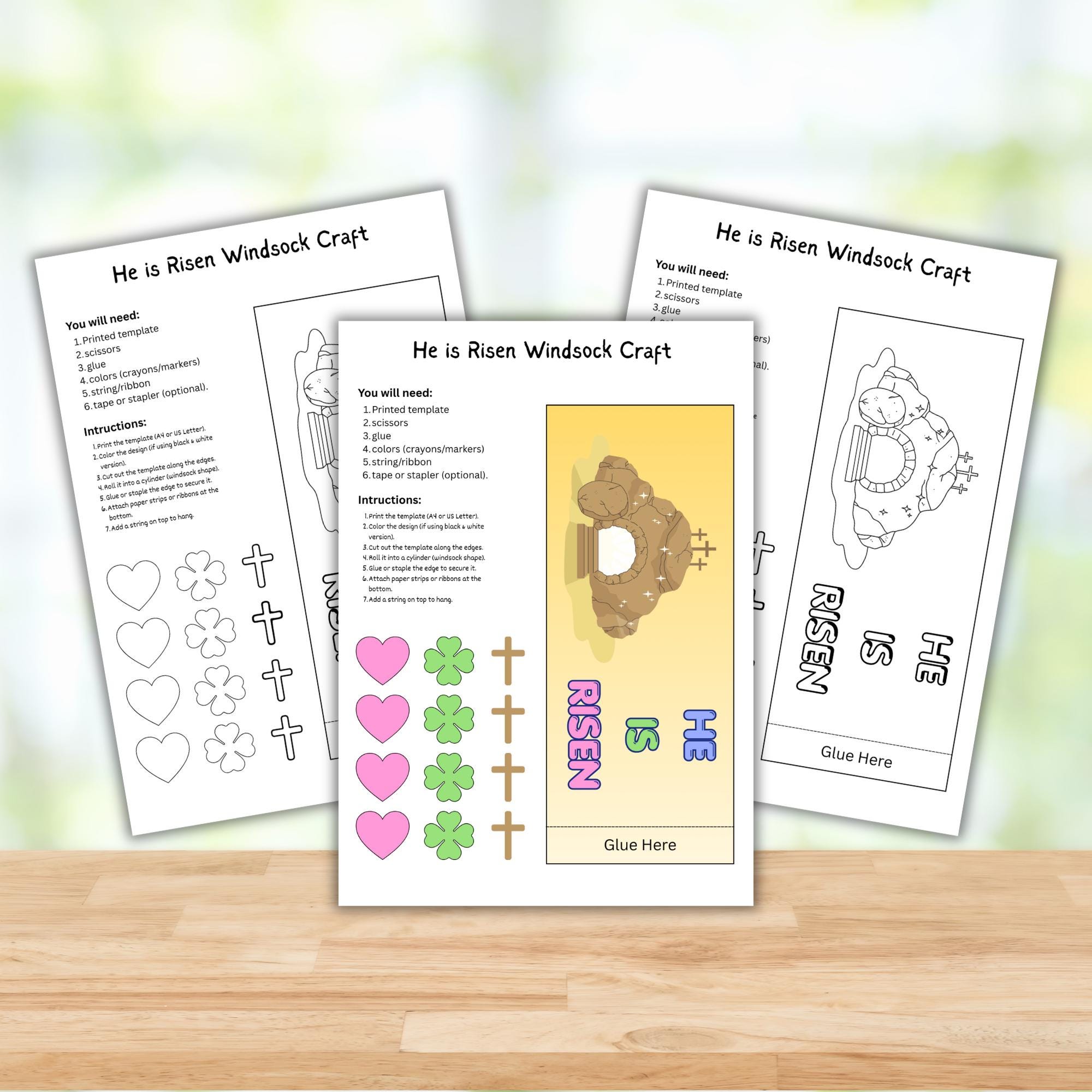 He is Risen Windsock Craft for Kids, Easter Christian Craft Printable ...