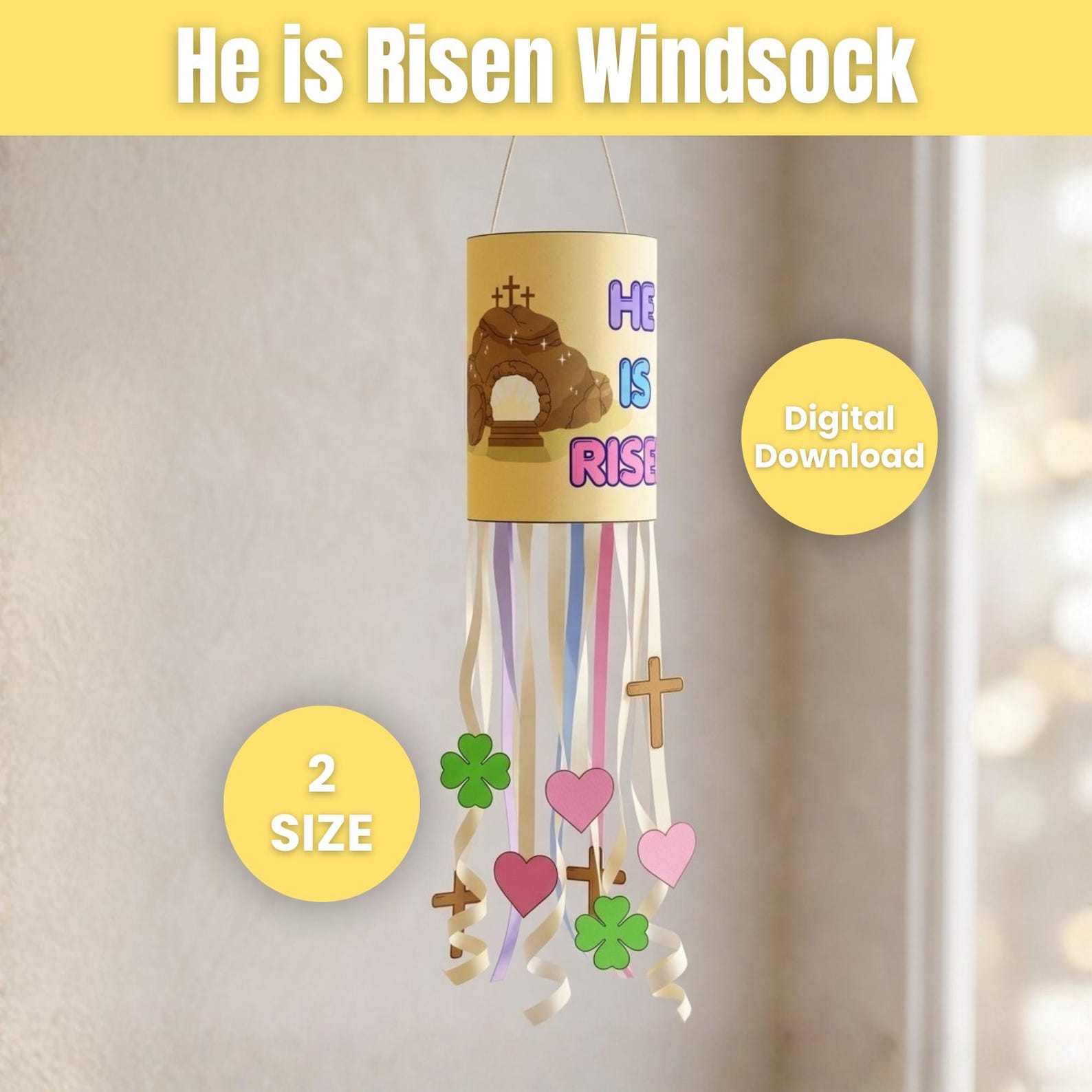 He is Risen Windsock Craft for Kids, Easter Christian Craft Printable ...