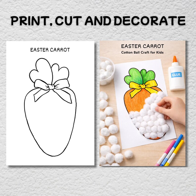 Easter Cotton Ball Craft Printable, Easter Chick Basket Craft for Kids ...