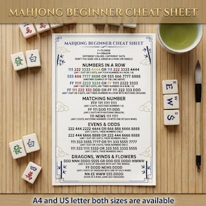 Mahjong-Spickzettel für Anfänger (druckbar), Mahjong-Regeln, Bedeutung der Mahjong-Steine, Kurzübersicht, Mahjong schnell lernen