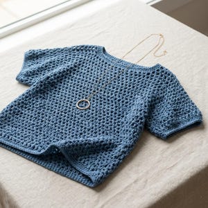 Patrón de camiseta de verano a crochet en PDF, patrón de top a crochet de malla, camiseta de crochet ligera, patrón de camiseta para principiantes, top de crochet estilo boho