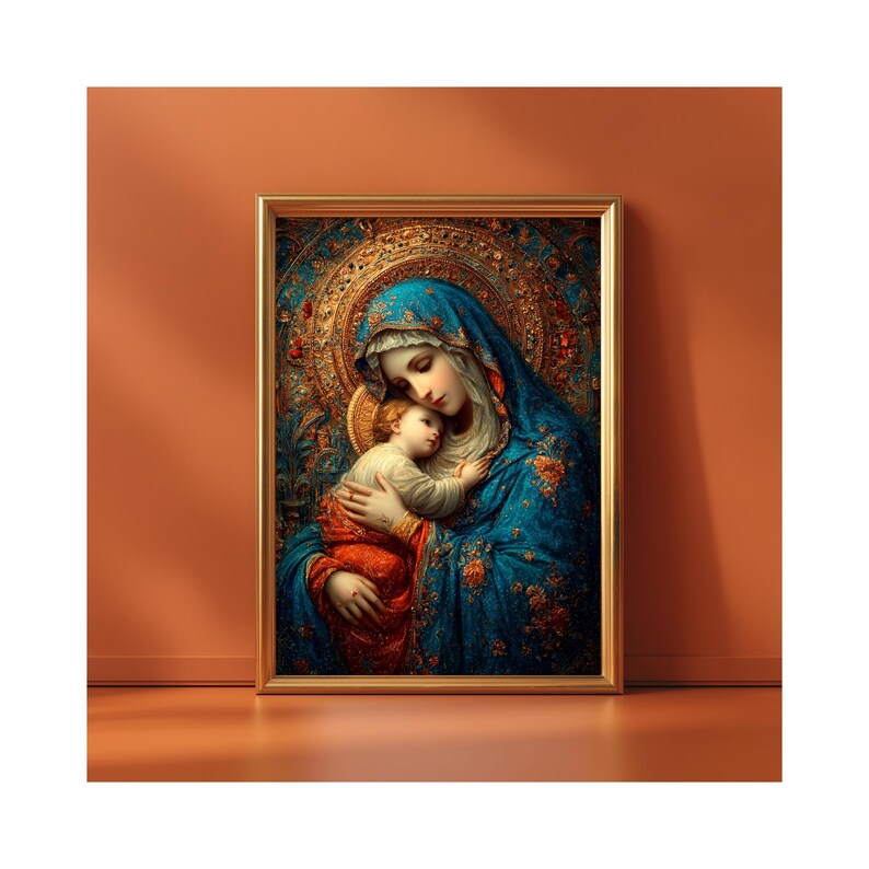 Madonna and Child Art Print, Virgin Mary Religious Wall Art, Catholic ...