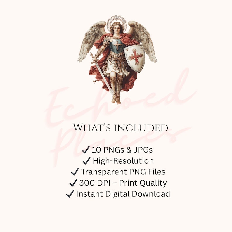 Saint Michael Archangel Clipart Bundle: Watercolor Angel Pngs (digital ...