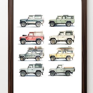 Póster de vehículo todoterreno clásico / Ilustración de coche utilitario vintage / Arte mural de aventuras / Póster imprimible