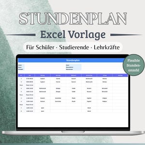 Schulstundenplan Excel Vorlage | Stundenplan zum Ausdrucken | 5 Farben | Digitaler Download