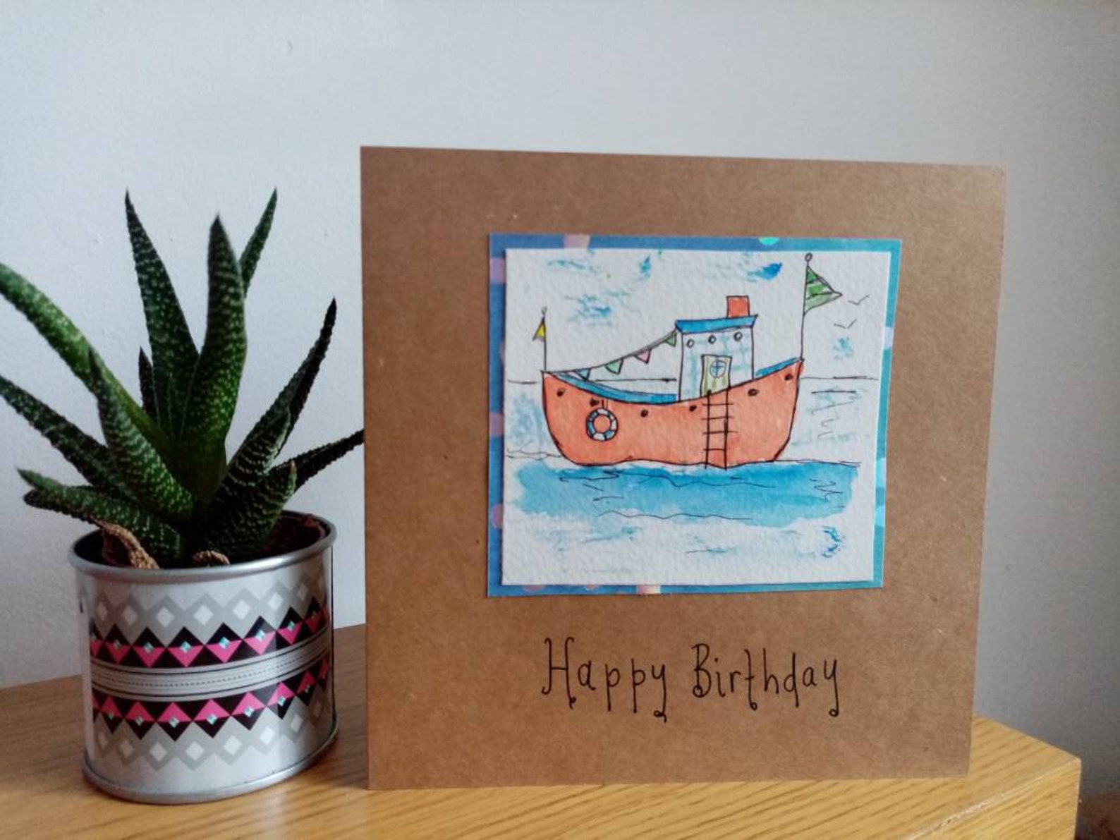 Boot Geburtstag Aquarell Karte Etsy