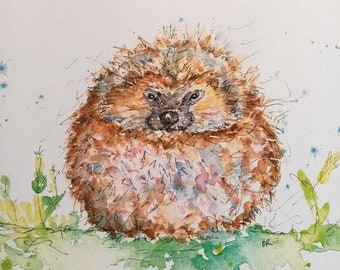 Hedgehog watercolour poster print. A3 size. Unframed. CLEARANCE PRICE