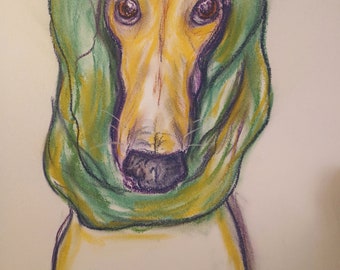 Fawn greyhound in pastel. A3 size. Original signed artwork.