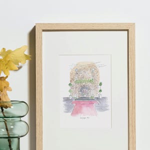 Ballydugan Mill ceremonie kamer aquarel PRINT. Niet ingelijst.