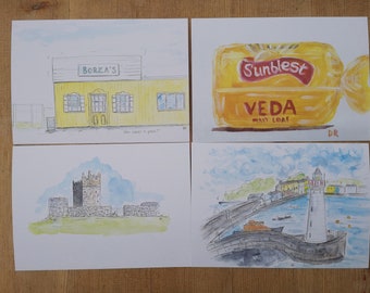 Impressions d'Irlande du Nord au format carte postale.