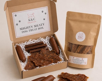 Mighty Meaty Dog Treat Box | Natural Meat Treats, Puppy Present