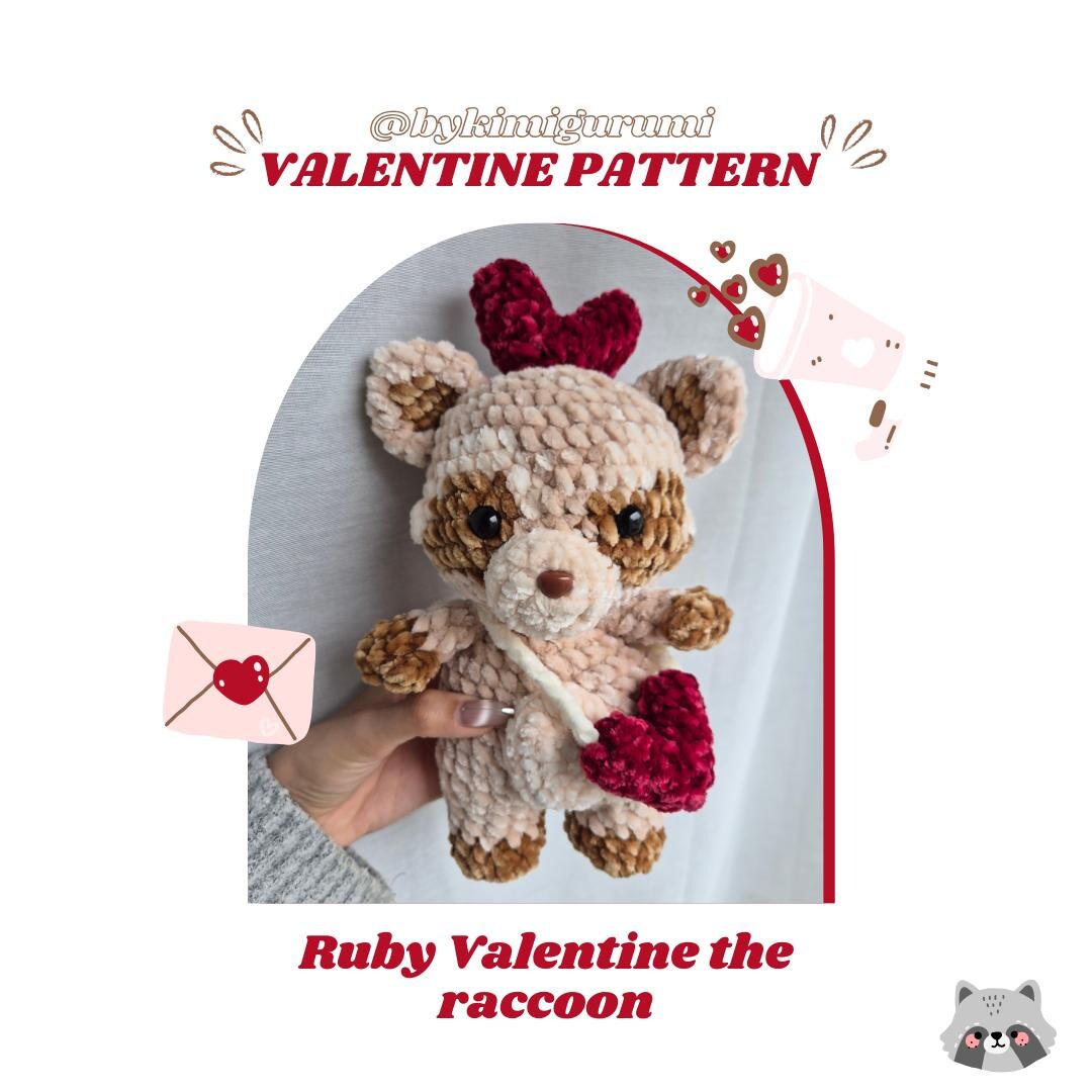 Ruby Valentine the Raccoon PDF Crochet Pattern - Etsy
