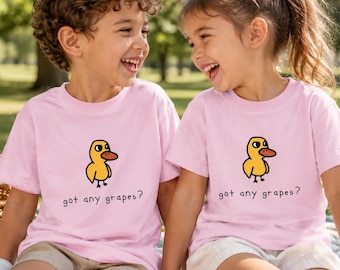 Funny Duck T-Shirt, Got Any Grapes Graphic Tee, Kids Cotton Shirt