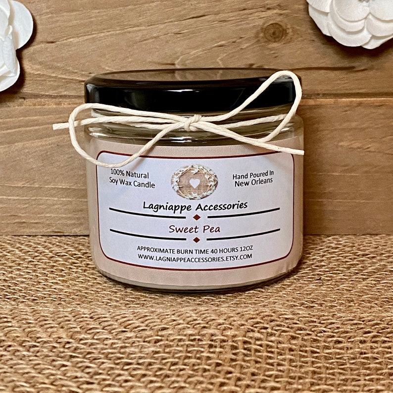Scented Candle Soy Candle Sweat Pea Soy Candle Candle Flower Candle