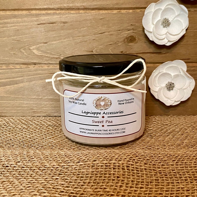 Scented Candle Soy Candle Sweat Pea Soy Candle Candle Flower Candle