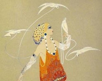 Art Deco Fashion Print by George Barbier--Woman with White Birds