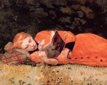 Fine Art Print of A New Novel by Winslow Homer