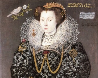 Art  Print of Elizabeth Brydges, Maid of Honor to Elizabeth 1 from 1589