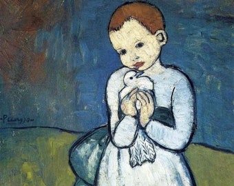 Art Print Child with Dove by Picasso