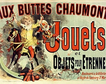 Poster from Friends televison show. Aux Buttes Chaumont toy advertisement by Cheret.